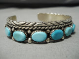 Important Vintage Native American Navajo John Mike Domed Turquoise Sterling Silver Bracelet-Nativo Arts