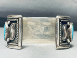 Heavy Sturdy Mens Vintage Native American Navajo Turquoise Sterling Silver Bracelet-Nativo Arts