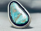 Rare Turquoise Vintage Native American Navajo Sterling Silver Spiderweb Ring Old-Nativo Arts