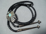 Marvelous Vintage Native American Navajo Turquoise Sterling Silver Bolo Tie Old-Nativo Arts