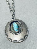 Tremendous Vintage Native American Navajo Kingman Turquoise Sterling Silver Necklace Signed-Nativo Arts