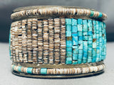 Eye Catching Best Vintage Native American Navajo Turquoise Heishi Sterling Silver Bracelet-Nativo Arts