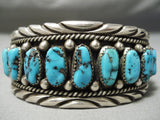 Huge Thick Heavy Vintage Native American Navajo Turquoise Sterling Silver Bracelet Old-Nativo Arts