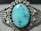 Amazing Vintage Native American Navajo Sleeping Beauty Turquoise Sterling Silver Bracelet-Nativo Arts