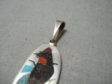 Exquisite Vintage Zuni Native American Turquoise Sterling Silver Bird Pendant-Nativo Arts