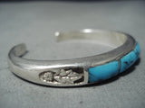 Stunning Vintage Native American Navajo Blue Diamond Turquoise Sterling Silver Bracelet Old-Nativo Arts