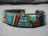 Museum Quality Vintage Native American Navajo 3d Inlay Sterling Silver Bracelet Cuff Old-Nativo Arts