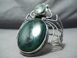 Massive Insect Vintage Native American Navajo Turquoise Sterling Silver Malachite Bracelet-Nativo Arts