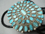 Huge Vintage Native American Navajo Turquoise Cluster Sterling Silver Bolo Old-Nativo Arts