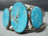Chunky Huge Vintage Native American Navajo Turquoise Sterling Silver Bracelet Old-Nativo Arts