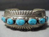 Detailed!! Vintage Native American Navajo Concho Sterling Silver Turquoise Bracelet-Nativo Arts