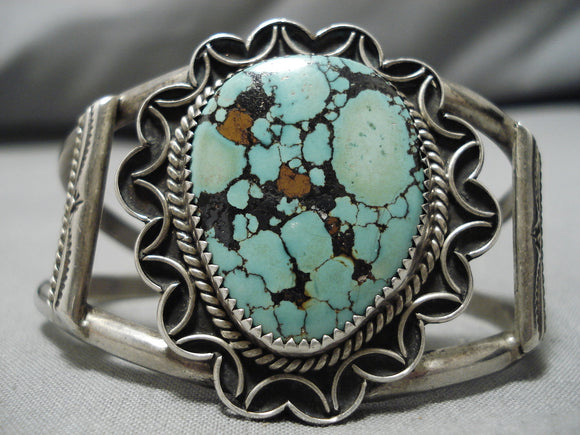 Incredible Vintage Native American Navajo Spiderweb Turquoise Sterling Silver Bracelet Cuff Old-Nativo Arts