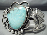 Rare Blue Diamond Turquoise Vintage Native American Navajo Sterling Silver Bracelet-Nativo Arts