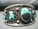 Rare Vintage Native American Navajo Bisbee Turquoise Sterling Silver Bracelet-Nativo Arts