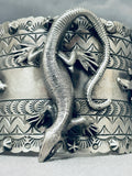 Colossal Gecko Native American Sterling Silver Bracelet Cuff-Nativo Arts