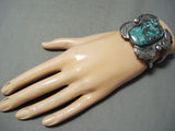 Rare Old Morenci Vintage Native American Navajo Leaf Sterling Silver Bracelet-Nativo Arts