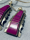 Steve Francisco Native American Navajo Purple Stone Sterling Silver Earrings-Nativo Arts