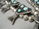 Rare Full Naja Vintage Native American Navajo Turquoise Sterling Silver Squash Blossom Necklace-Nativo Arts