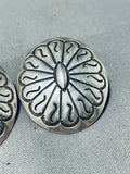 Dramatic Vintage Native American Navajo Sterling Silver Concho Earrings-Nativo Arts