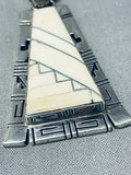 Exquisite Vintage Native American Navajo Yellow Shell Sterling Silver Pendant Signed-Nativo Arts