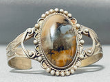 Rare Early Vintage Native American Navajo Petrified Wood Sterling Silver Bracelet-Nativo Arts