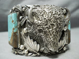 Crazy Buffalo Huge Native American Navajo Turquoise Sterling Silver Bracelet- 210 Grams!-Nativo Arts