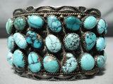 One Of The Best Vintage Native American Navajo Turquoise Wide Sterling Silver Bracelet Old-Nativo Arts
