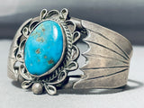 Colossal Vintage Native American Navajo Pilot Mountain Turquoise Sterling Silver Bracelet-Nativo Arts