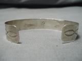 Marvelous Vintage Native American Navajo Turquoise Inlay Sterling Silver Bracelet Old-Nativo Arts