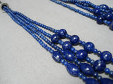 One Of The Best Vintage Native American Navajo Lapis Sterling Silver Necklace Old-Nativo Arts