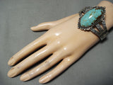 Early Domed #8 Turquoise Vintage Native American Navajo Sterling Silver Bracelet-Nativo Arts
