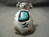 Detailed!! Native American Navajo Kachina Sterling Silver Blue Turquoise Ring-Nativo Arts