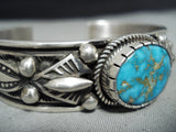 Important Al Jake Native American Navajo Spiderweb Turquoise Sterling Silver Bracelet-Nativo Arts