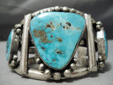 Opulent Vintage Native American Navajo Huge Turquoise Sterling Silver Bracelet Old-Nativo Arts