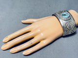 Incredible Vintage Native American Navajo Morenci Turquoise Sterling Silver Large Bracelet-Nativo Arts