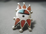One Of The Best Vintage Native American Zuni Turquoise Coral Sterling Silver Native Ring Old-Nativo Arts