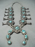 229 Gram Wmen's Vintage Native American Navajo Turquoise Sterling Silver Squash Blossom Necklace-Nativo Arts