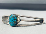 Impressive Vintage Native American Navajo Spiderweb Turquoise Sterling Silver Bracelet-Nativo Arts