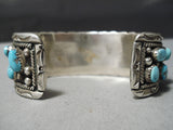 Tremendous Vintage Native American Navajo Turquoise Sterling Silver Bracelet Old-Nativo Arts