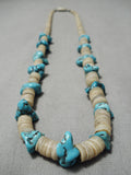 Native American Rare Older Vintage Santo Domingo Graduating Shell Turquoise Necklace Old-Nativo Arts