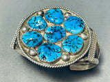 Chunky Turquoise Cluster Vintage Native American Navajo Sterling Silver Bracelet-Nativo Arts