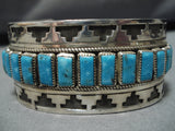 Tremendous Vintage Native American Navajo Sky Blue Turquoise Sterling Silver Bracelet-Nativo Arts