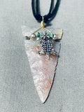 Horny Toad Arrowhead Symbolic Native American Navajo Sterling Silver Necklace-Nativo Arts
