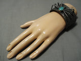 Quality Native American Turquoise Sterling Silver Spider Bracelet Cuff-Nativo Arts