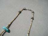 Native American Superior Tabs Of Turquoise Vintage Navajo Sterling Silver Necklace Old-Nativo Arts