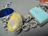 Colorful San Felipe Turquoise Coral Tiger Eye Lapis Sterling Silver Bracelet-Nativo Arts