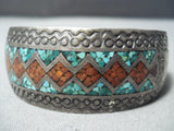 Tremendous Vintage Native American Navajo Turquoise Sterling Silver Bracelet Old-Nativo Arts