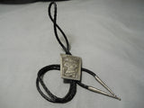Authentic And Rare Vintage Native American Navajo Floyd Becenti Sterling Silver Bolo Tie Old-Nativo Arts