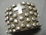 Huge Heavy 186 Gram Vintage Native American Navajo Cross Christian Sterling Silver Bracelet-Nativo Arts