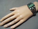 Unique Early Vintage Native American Navajo Cerrillos Turquoise Sterling Silver Bracelet-Nativo Arts